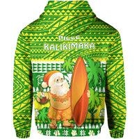 Custom Christmas Hawaii Zip Hoodie Polynesian Mele Kalikimaka Santa Claus LT13 - Wonder Print Shop