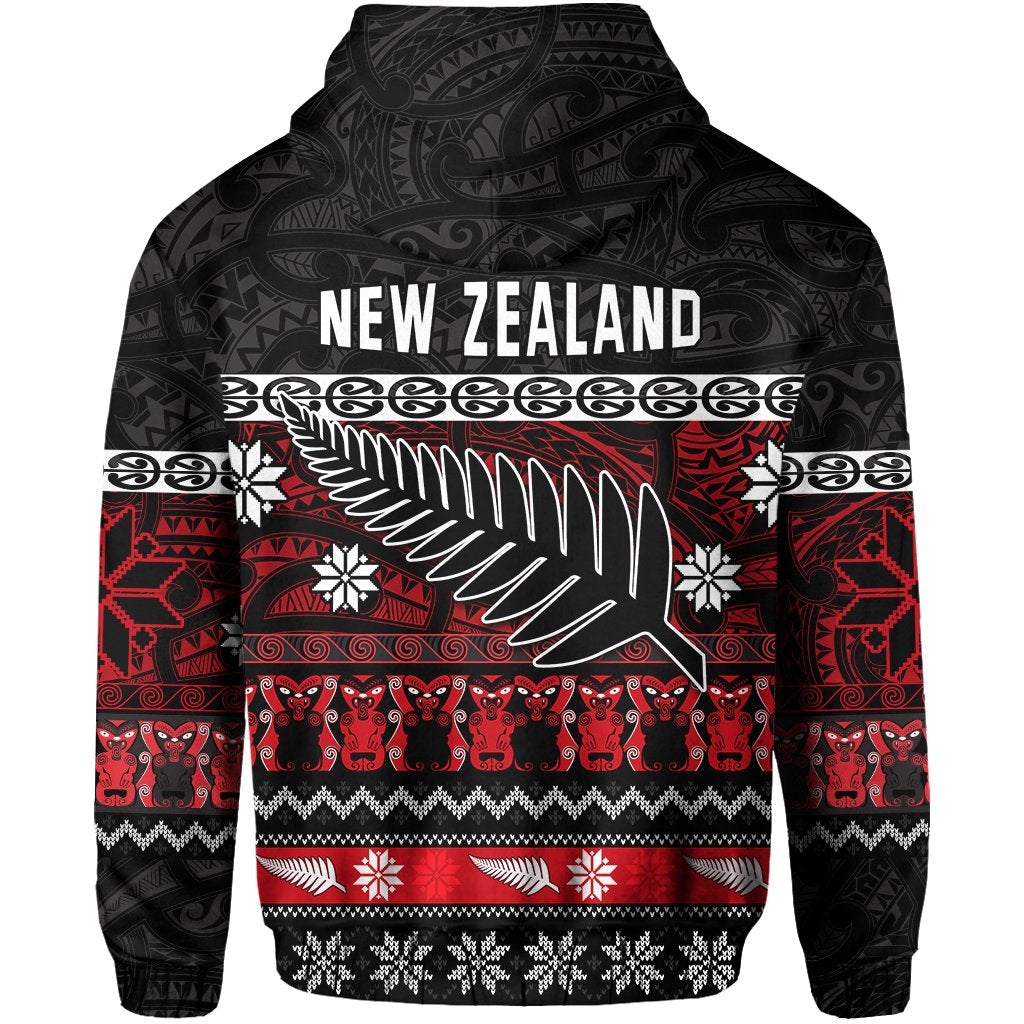 Custom New Zealand Silver Fern Christmas Hoodie Maori Meri Kirihimete LT13 - Wonder Print Shop