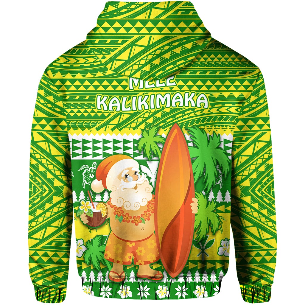 Custom Christmas Hawaii Hoodie Polynesian Mele Kalikimaka Santa Claus LT13 - Wonder Print Shop