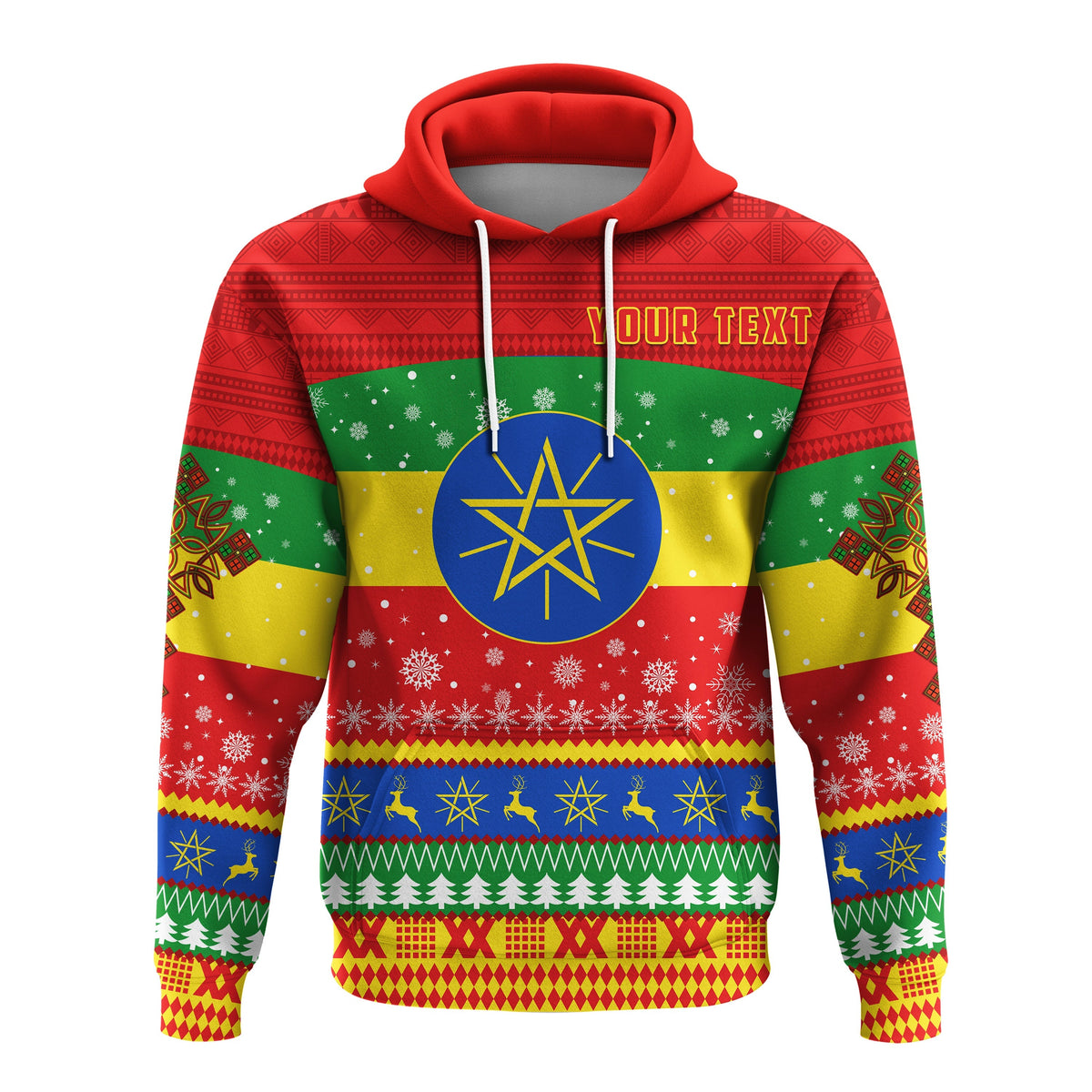 Ethiopia Personalized Hoodie Merry Christmas Mix African Pattern LT13 - Wonder Print Shop
