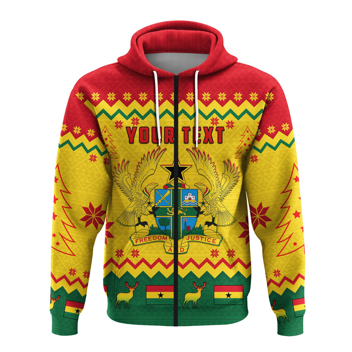 Ghana Christmas Personalized Zip Hoodie African Pattern LT13 - Wonder Print Shop
