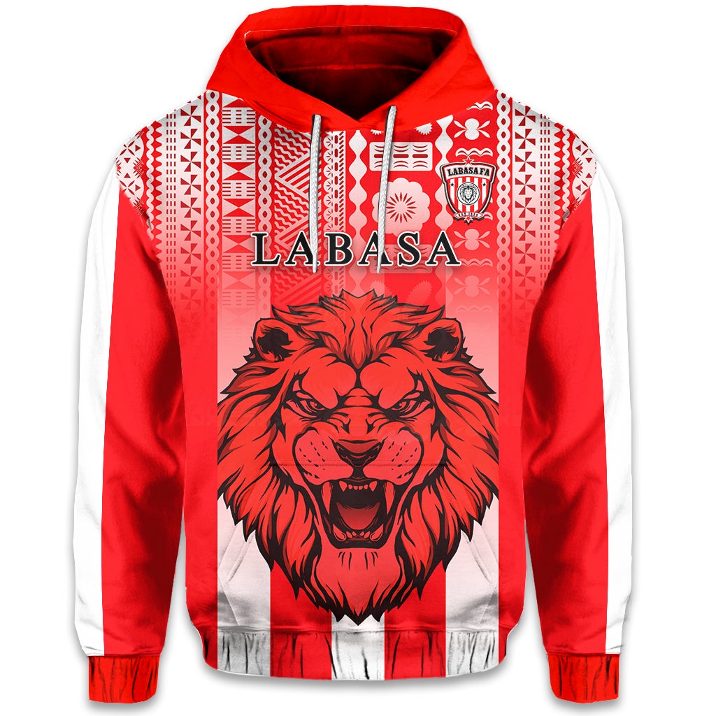 Custom Football LABASA FA Hoodie Red Lion Fiji Custom Text and Number LT13 - Wonder Print Shop