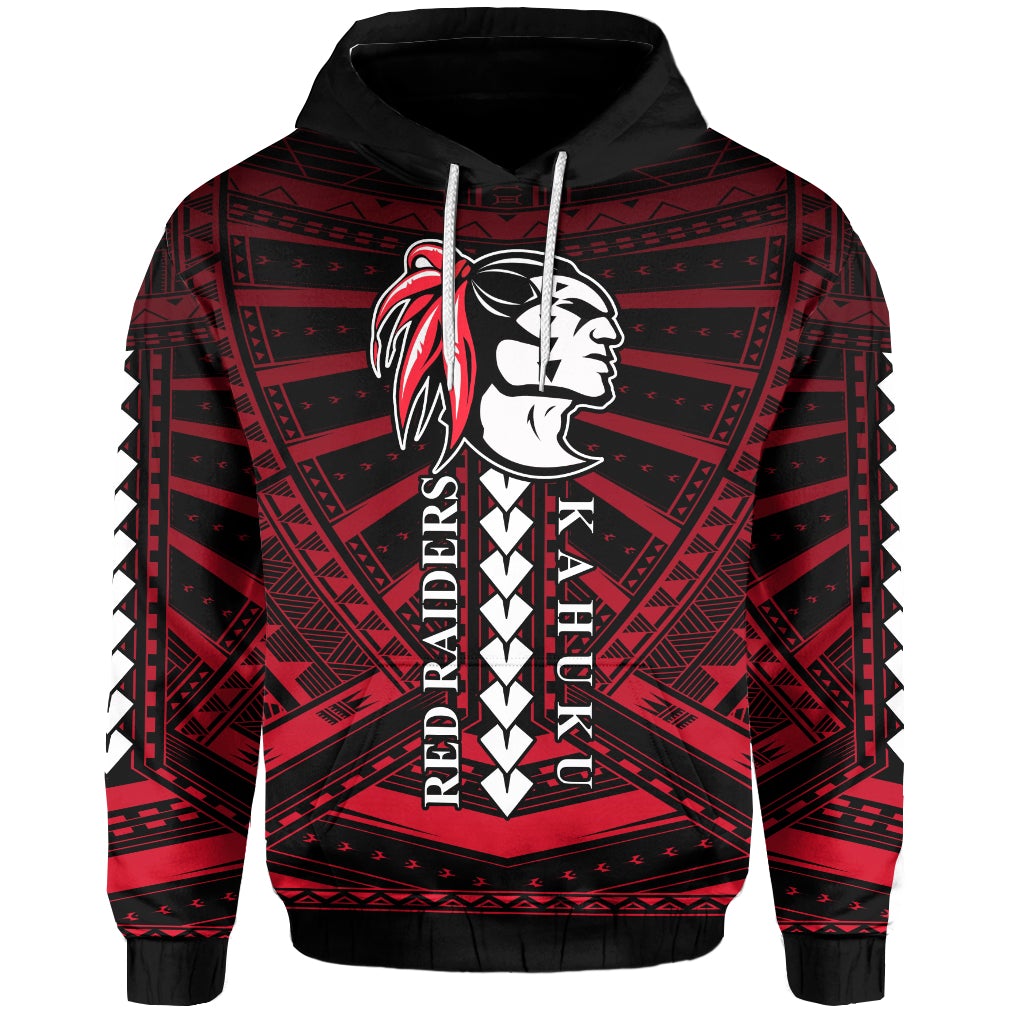 Polynesian Red Raiders Hoodie Kahuku Hawaii School LT13 - Wonder Print Shop