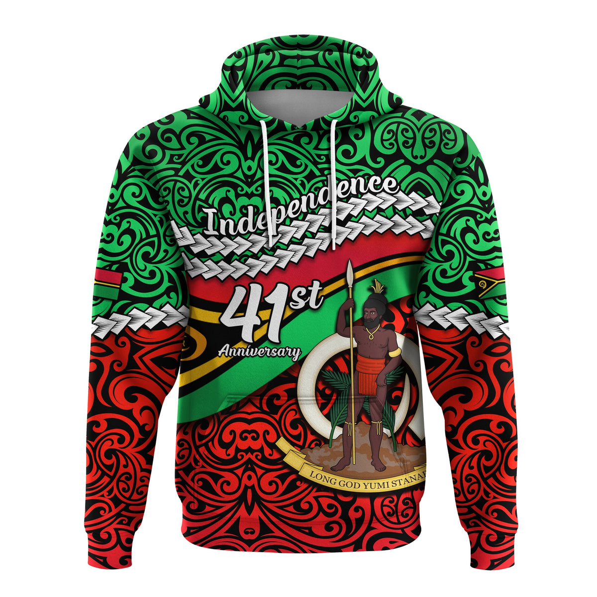 Custom Vanuatu Independence Hoodie Happy Anniversary LT13 - Wonder Print Shop