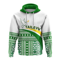 Custom Tailevu Rugby Hoodie Fiji Rugby Tapa Pattern White LT13 - Wonder Print Shop