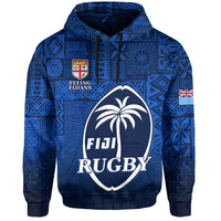 Custom Fiji Rugby Hoodie Flying Fijians Blue Tapa Pattern LT13 - Wonder Print Shop