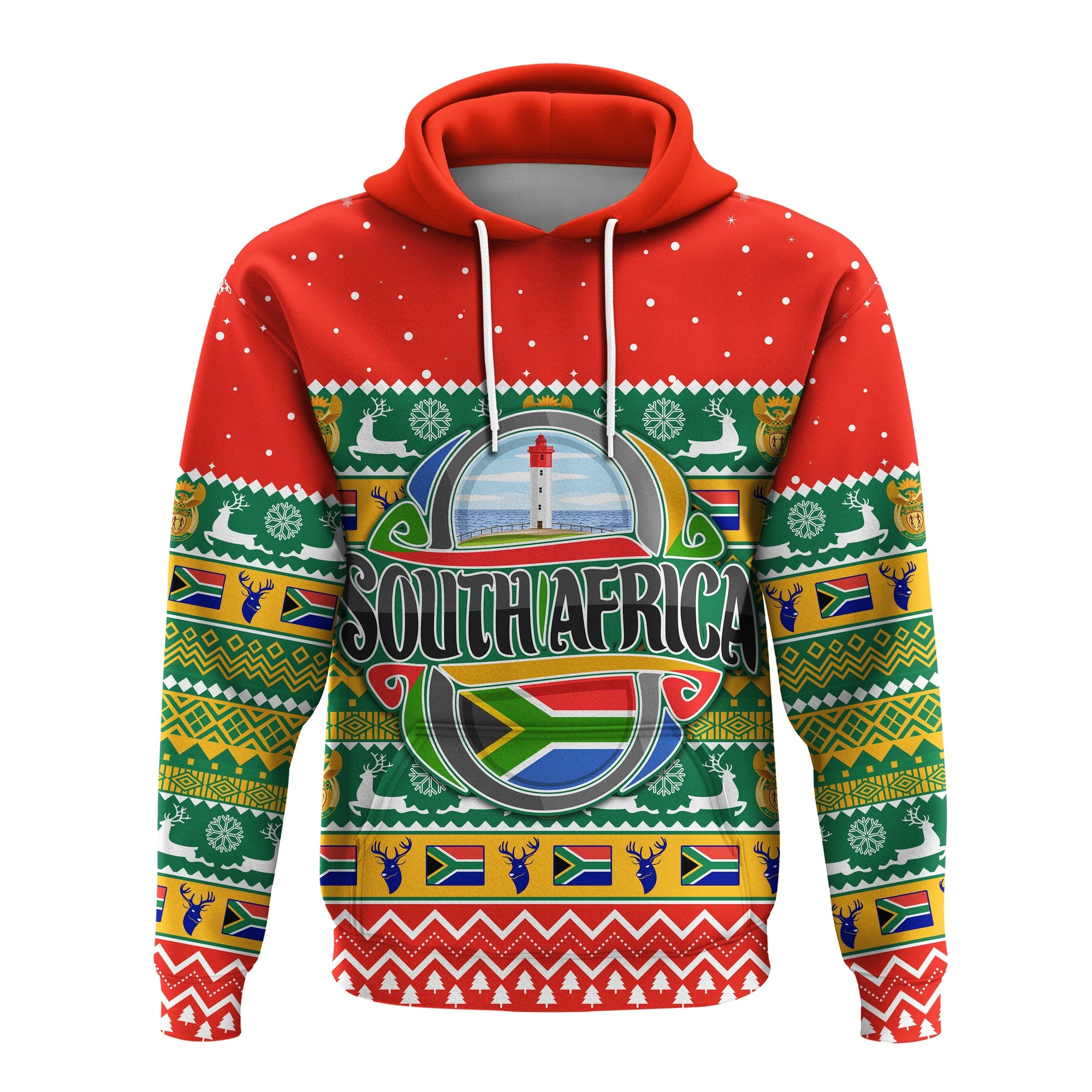 South Africa Christmas Hoodie African Springbok LT13 - Wonder Print Shop
