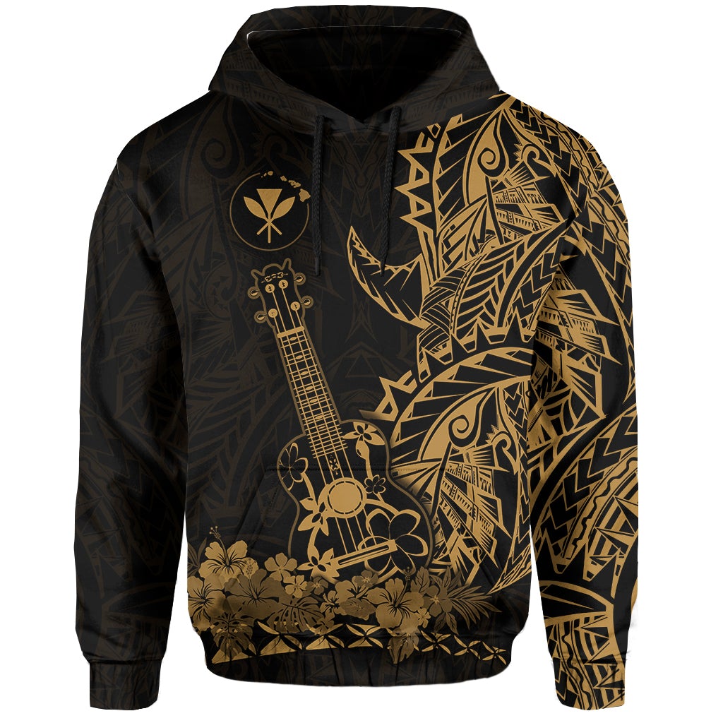Custom Hawaii Polynesian Hoodie Ukulele Gold LT13 - Wonder Print Shop