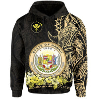 Custom Hawaiian Polynesian Hoodie Gold Seal of Hawaii LT13 - Wonder Print Shop