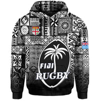 Custom Fiji Rugby Hoodie Flying Fijians Black Tapa Pattern LT13 - Wonder Print Shop