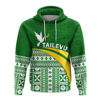 Custom Tailevu Rugby Hoodie Fiji Rugby Tapa Pattern Green LT13 - Wonder Print Shop