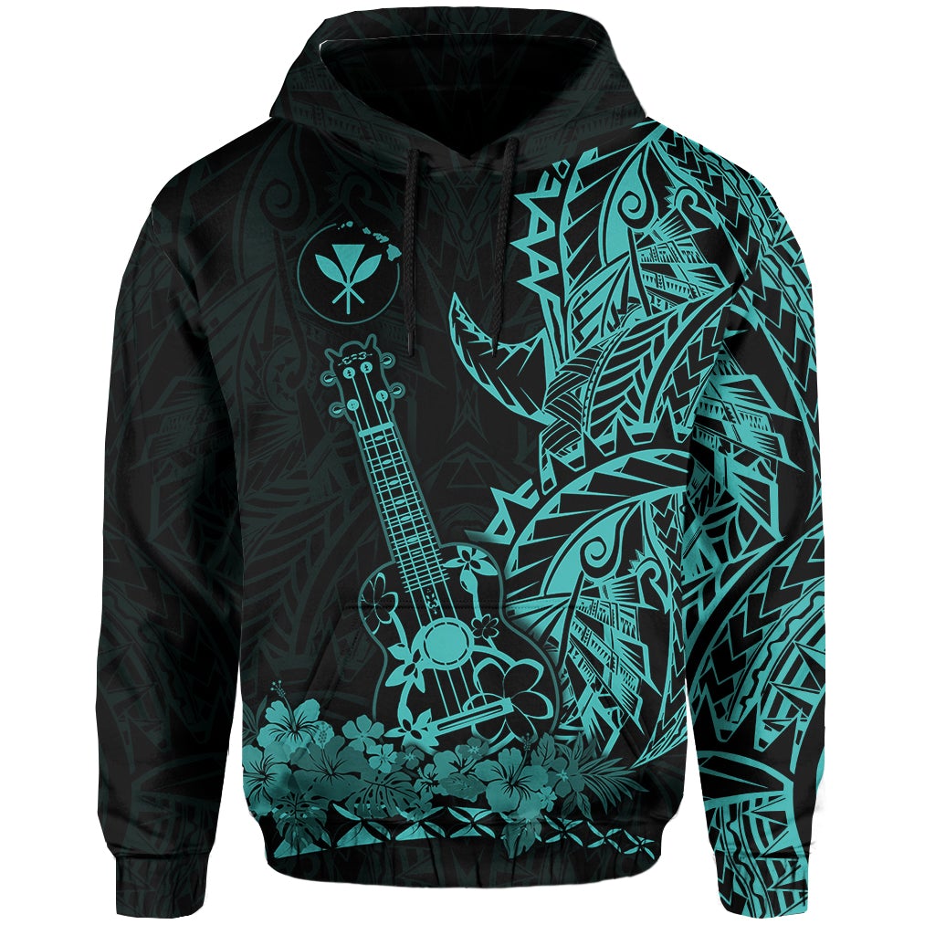 Custom Hawaii Polynesian Hoodie Ukulele Turquoise LT13 - Wonder Print Shop