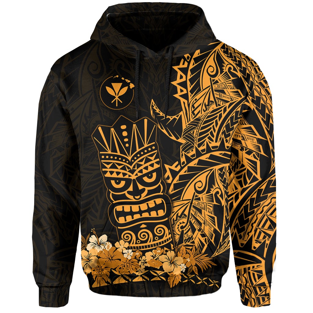 Custom Hawaii Polynesian Hoodie Gold Tiki Masks Hawaiian LT13 - Wonder Print Shop
