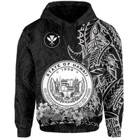 Custom Hawaiian Polynesian Hoodie White Seal of Hawaii LT13 - Wonder Print Shop