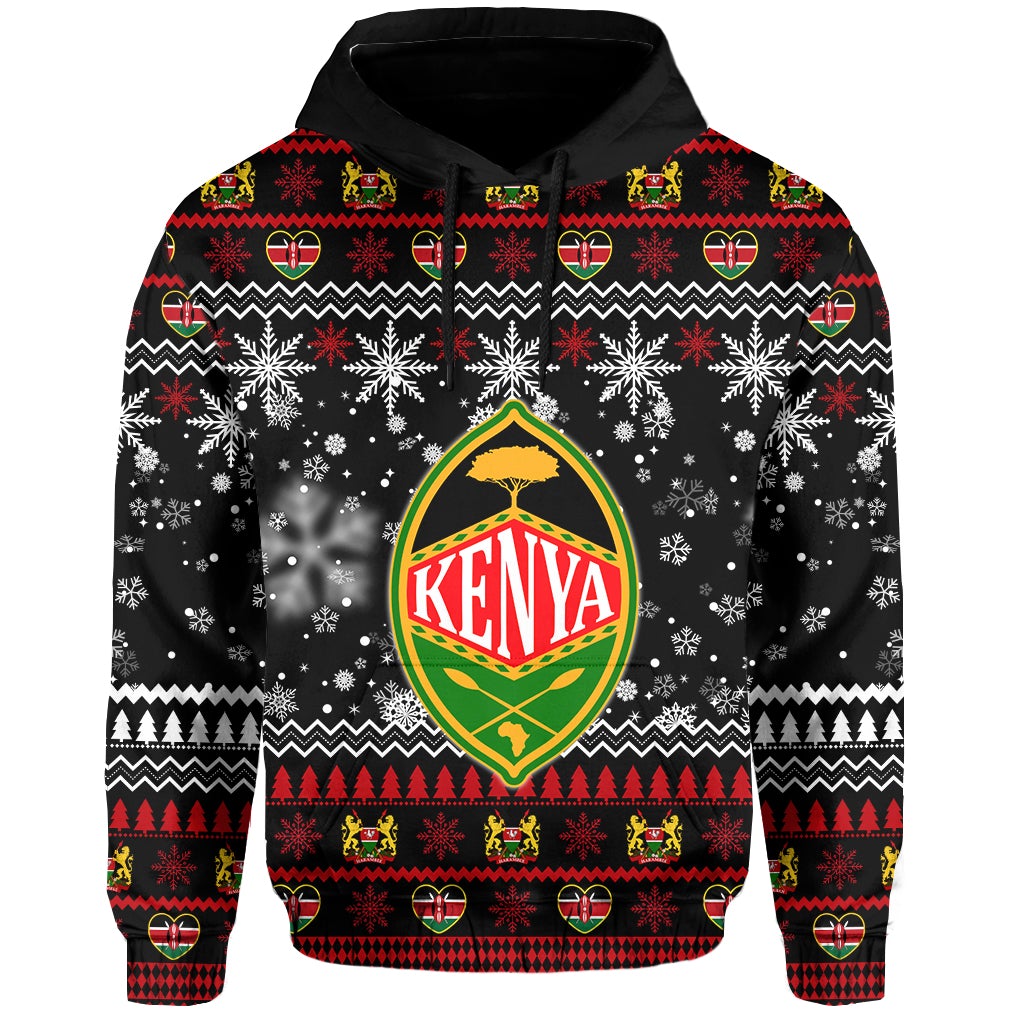 Kenya Christmas Personalized Hoodie Shield mix African Pattern LT13 - Wonder Print Shop