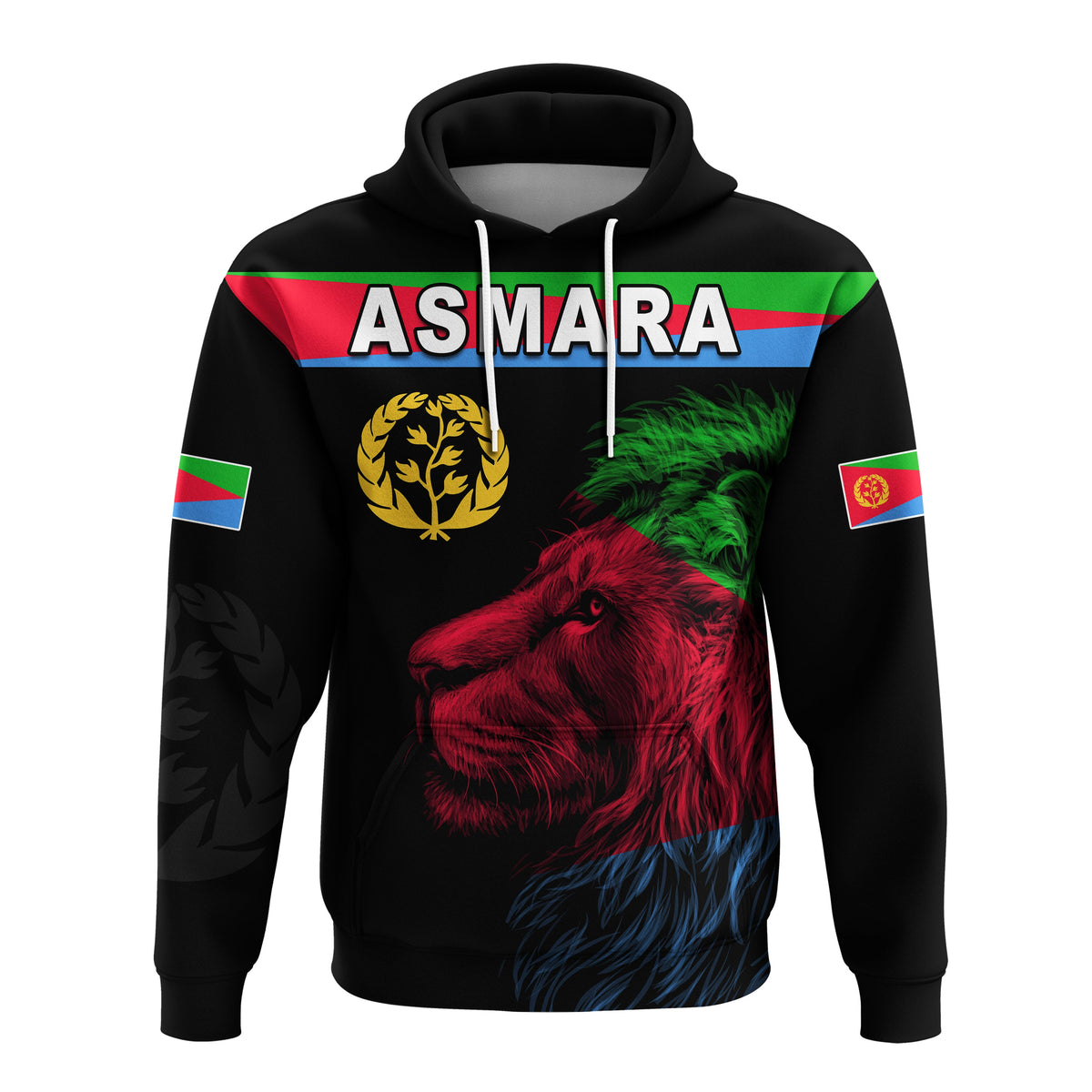 Asmara Eritrean Hoodie Eritrea Lion Proud Olive Symbol LT13 - Wonder Print Shop