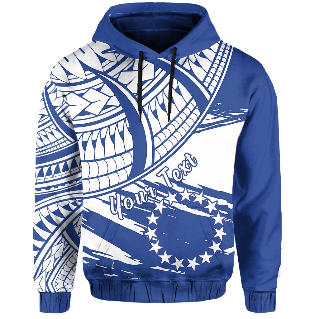 Custom Cook Islands Hoodie Flag Style Blue With Claw Pattern LT13 - Wonder Print Shop