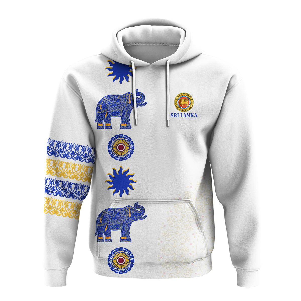 Custom Sri Lanka Hoodie Traditional Pattern and Elephants LT13 - Wonder Print Shop