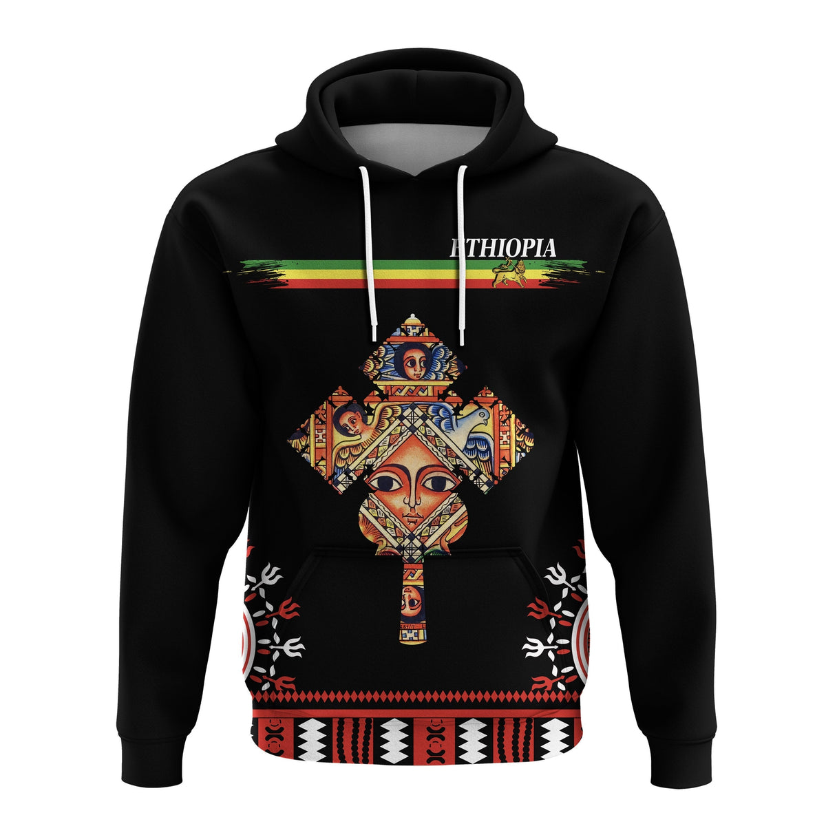 Ethiopia Hoodie Ethiopian Cross LT13 - Wonder Print Shop