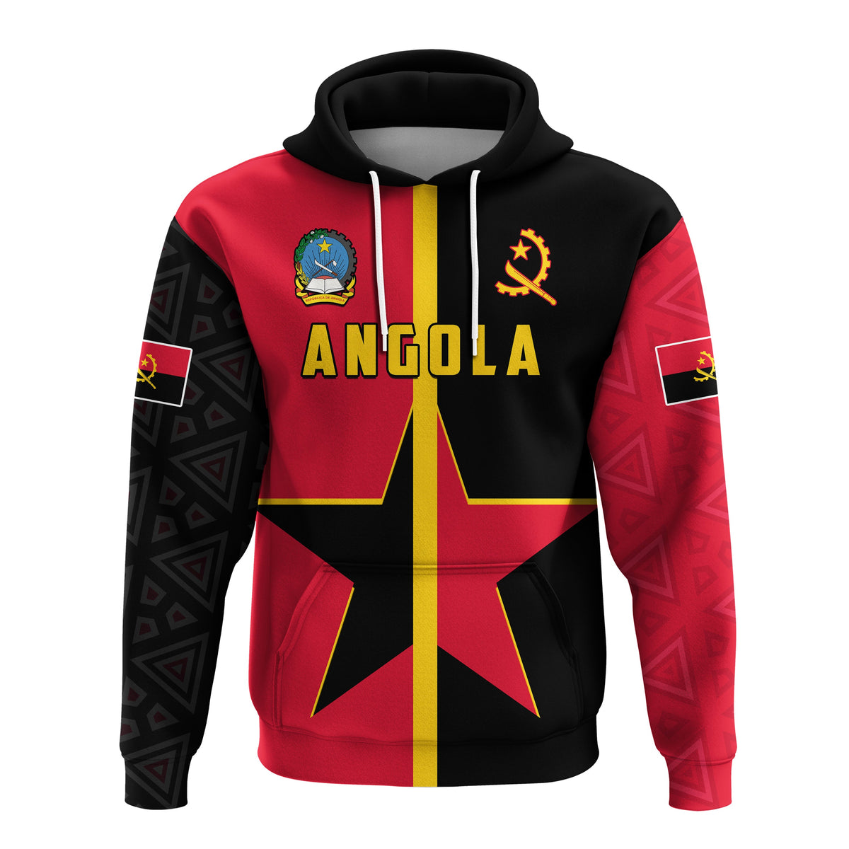 Custom Angola Hoodie Star and Flag Style Sporty LT13 - Wonder Print Shop