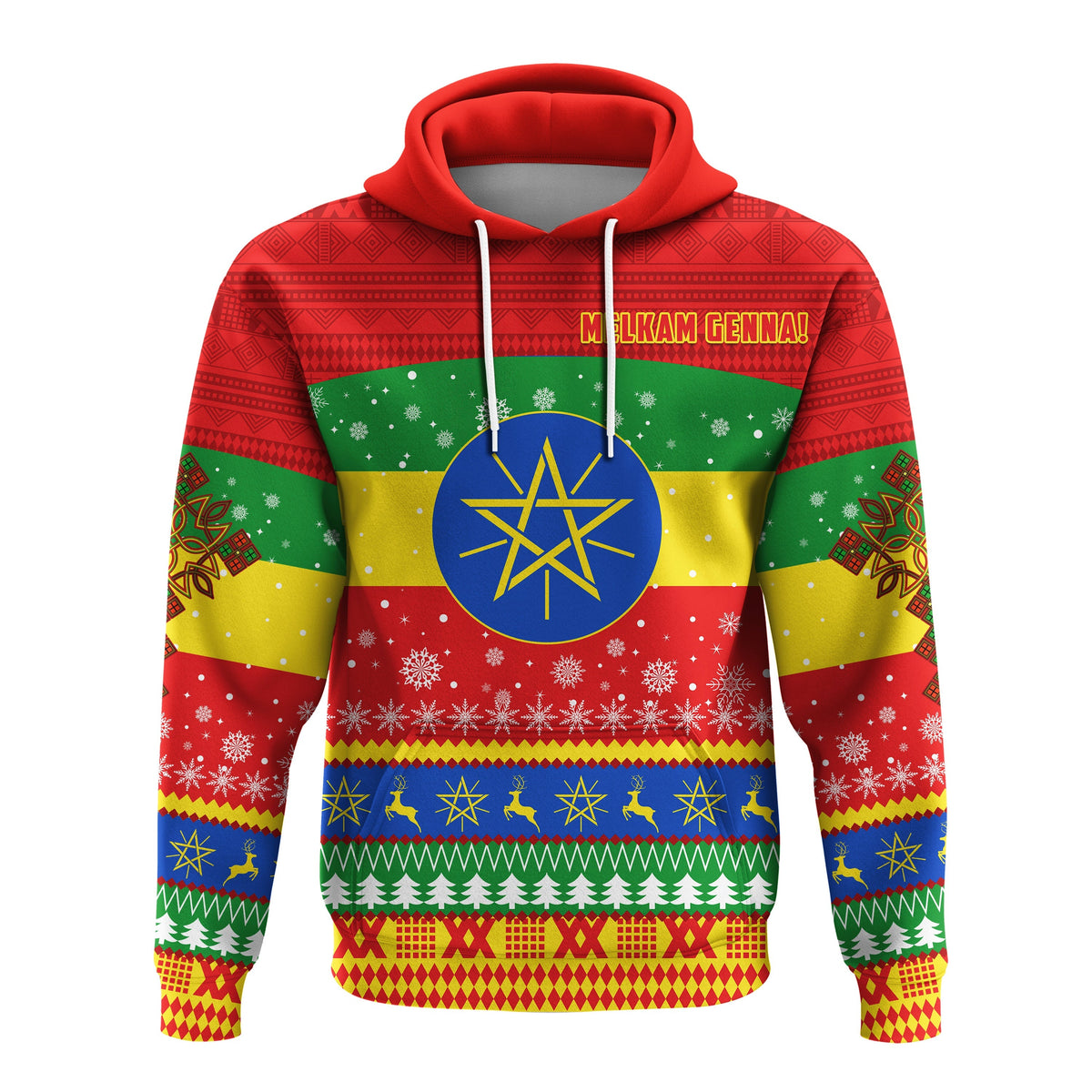 Ethiopia Hoodie Merry Christmas Mix African Pattern LT13 - Wonder Print Shop