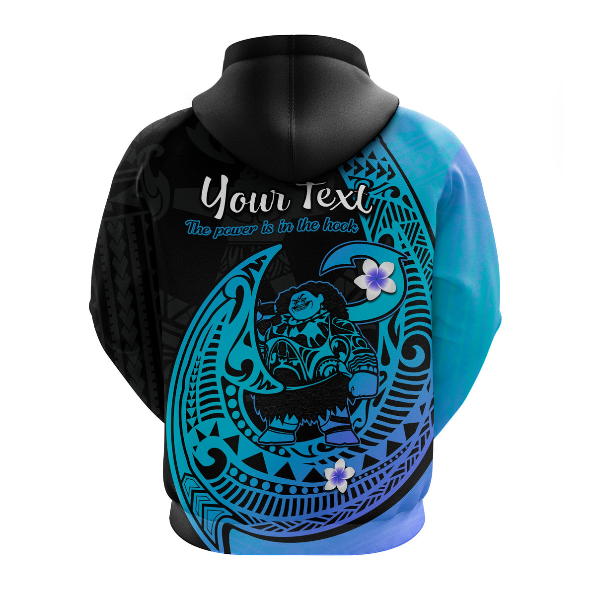 Custom Mauis Fish Hook Hoodie Polynesian Turquoise Gradient Version - Wonder Print Shop