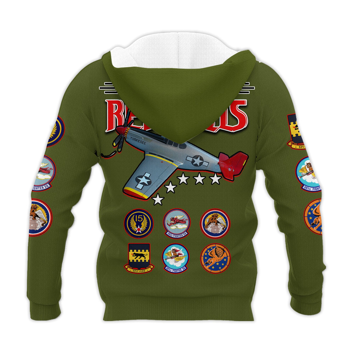 Custom Tuskegee Airmen Hoodie US Military Army Green Red Tails LT13 - Wonder Print Shop