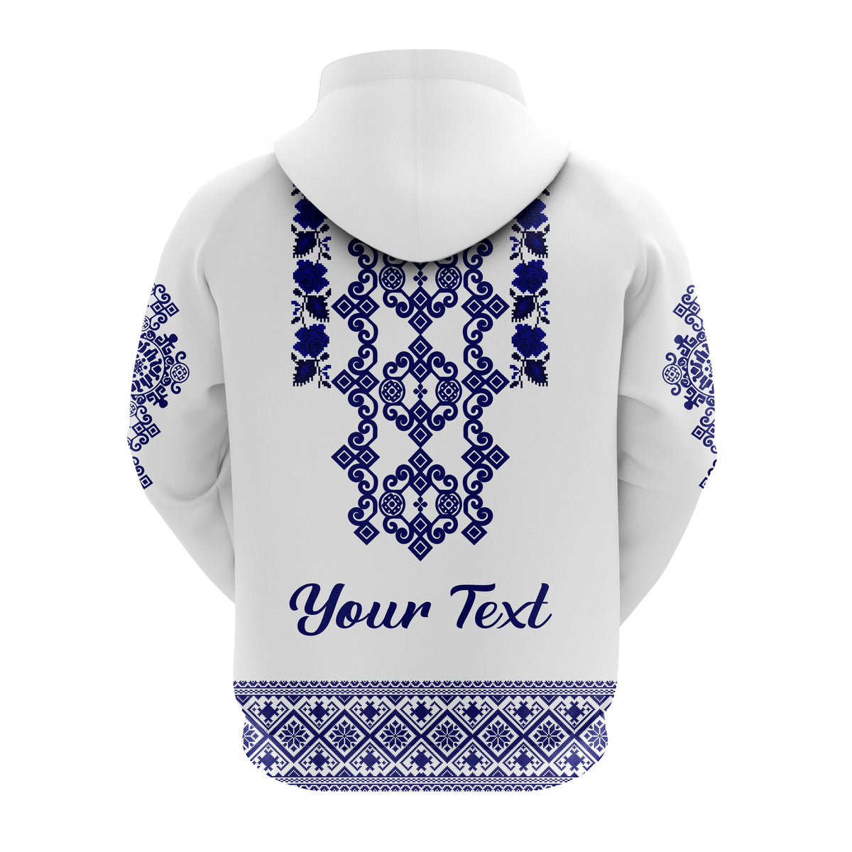 Custom Ukraine Hoodie Navy Ukrainian Folk - Wonder Print Shop