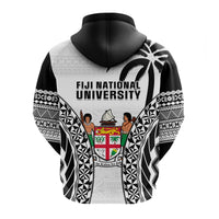 Fiji University Hoodie National Fijian Tapa Pattern White - Wonder Print Shop