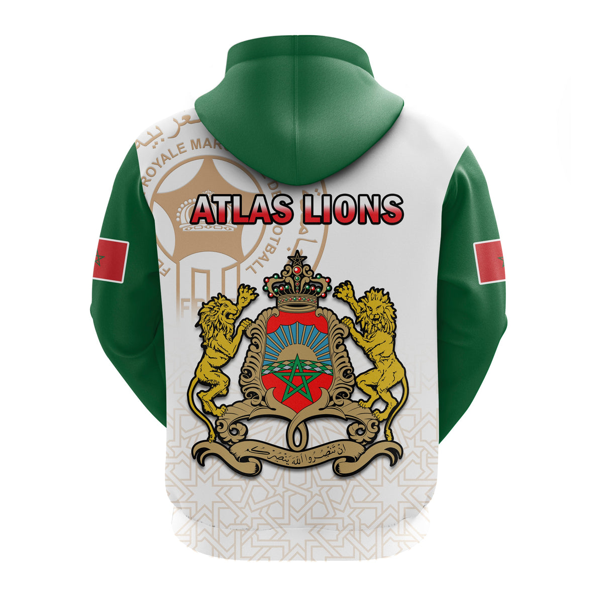 Morocco Football Hoodie Atlas Lions White World Cup 2022 - Wonder Print Shop