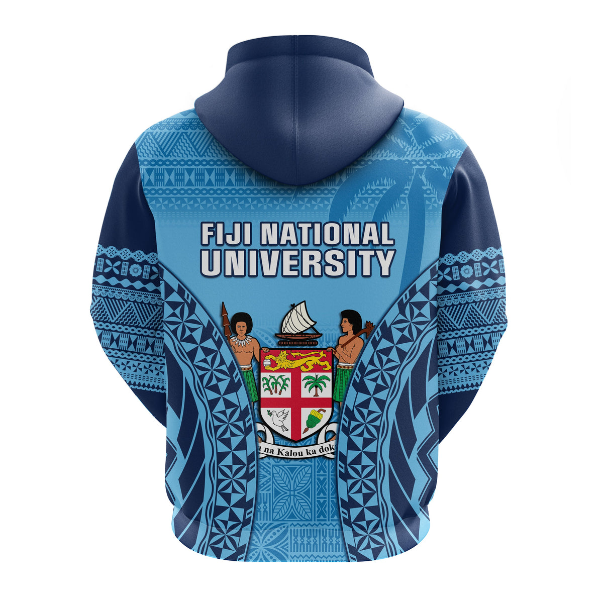 Fiji University Hoodie National Fijian Tapa Pattern Blue - Wonder Print Shop