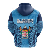 Fiji University Hoodie National Fijian Tapa Pattern Blue - Wonder Print Shop