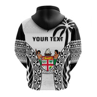 Custom Fiji University Hoodie National Fijian Tapa Pattern White - Wonder Print Shop