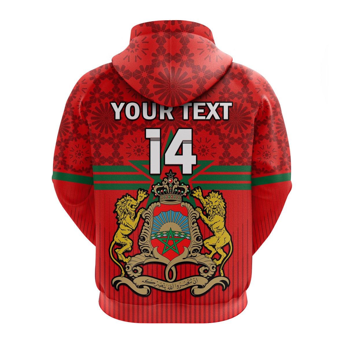 Custom Morocco Football Hoodie Football 2022 Red Moroccan Pattern - Wonder Print Shop