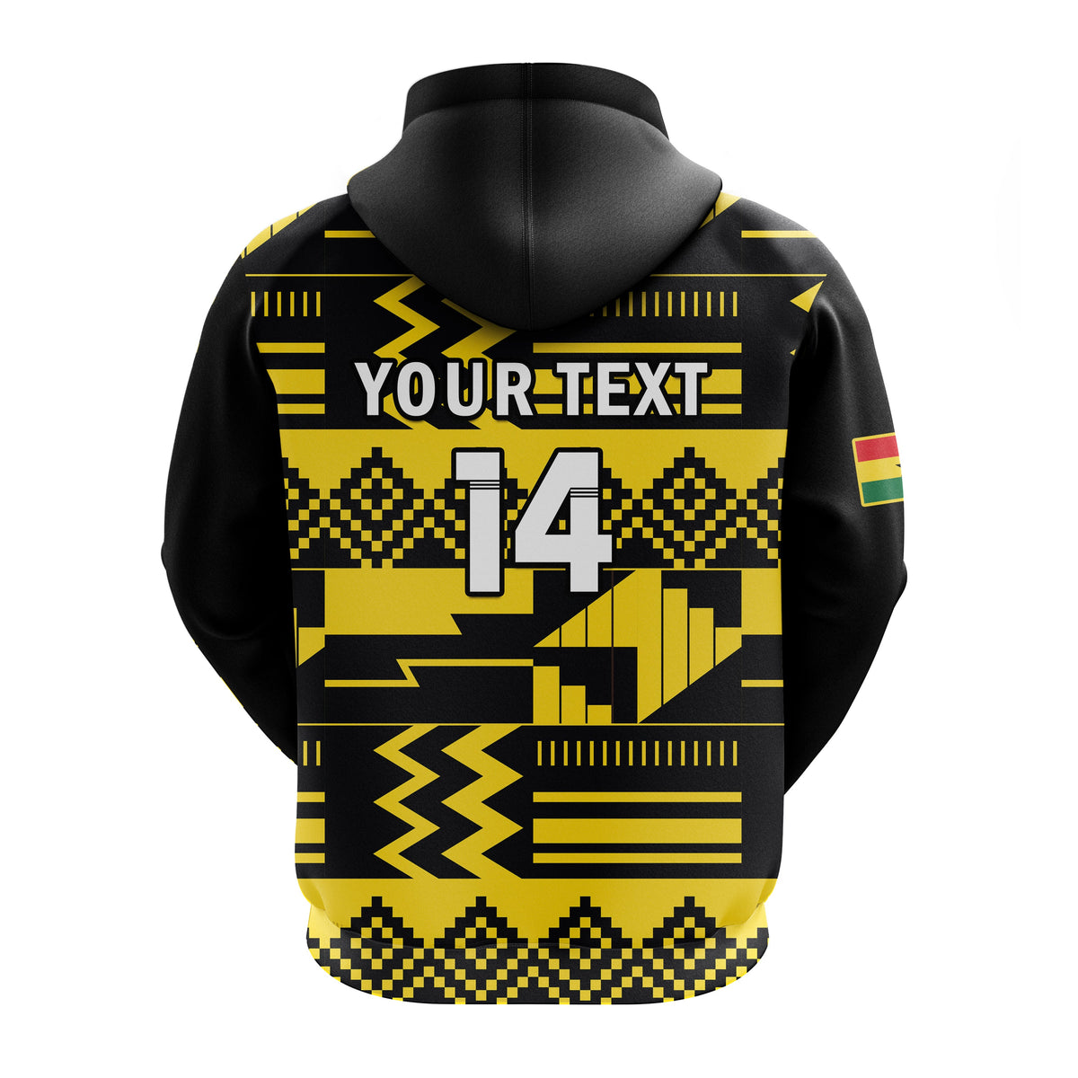 Custom Ghana Football Hoodie Black Stars Kente Football 2022 Yellow - Wonder Print Shop