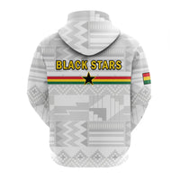 Ghana Football Hoodie Black Stars Kente Football 2022 White - Wonder Print Shop