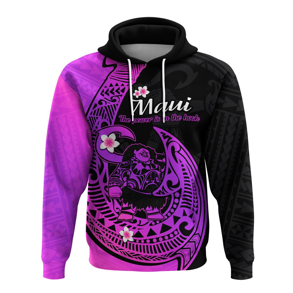 Custom Mauis Fish Hook Hoodie Polynesian Magenta Gradient Version - Wonder Print Shop