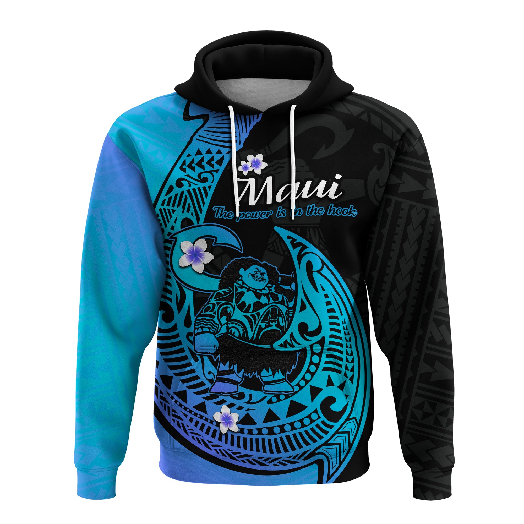 Custom Mauis Fish Hook Hoodie Polynesian Turquoise Gradient Version - Wonder Print Shop