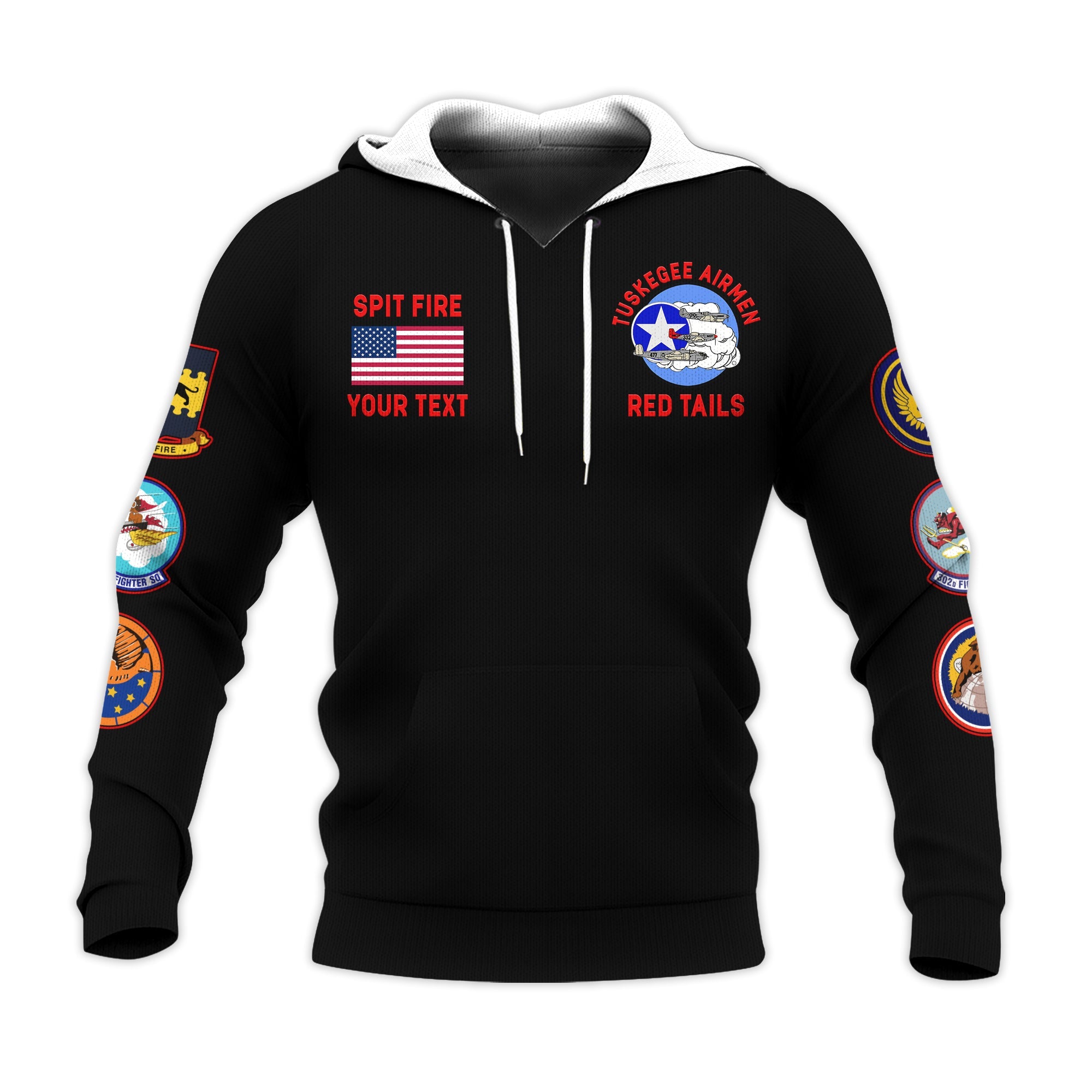 custom-personalised-tuskegee-airmen-hoodie-us-military-black-red-tails