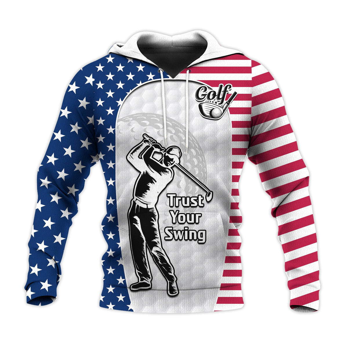 Custom American Flag Golf Hoodie Gofl Lovers Trust Your Swing - Wonder Print Shop
