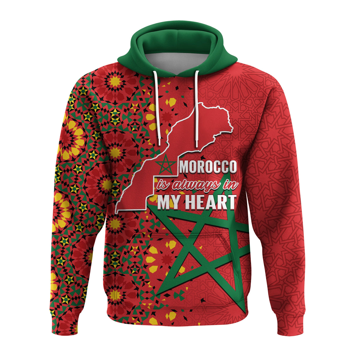 Custom Morocco Western Sahara Hoodie Map Red Moroccan Is Always In My Heart - Wonder Print Shop