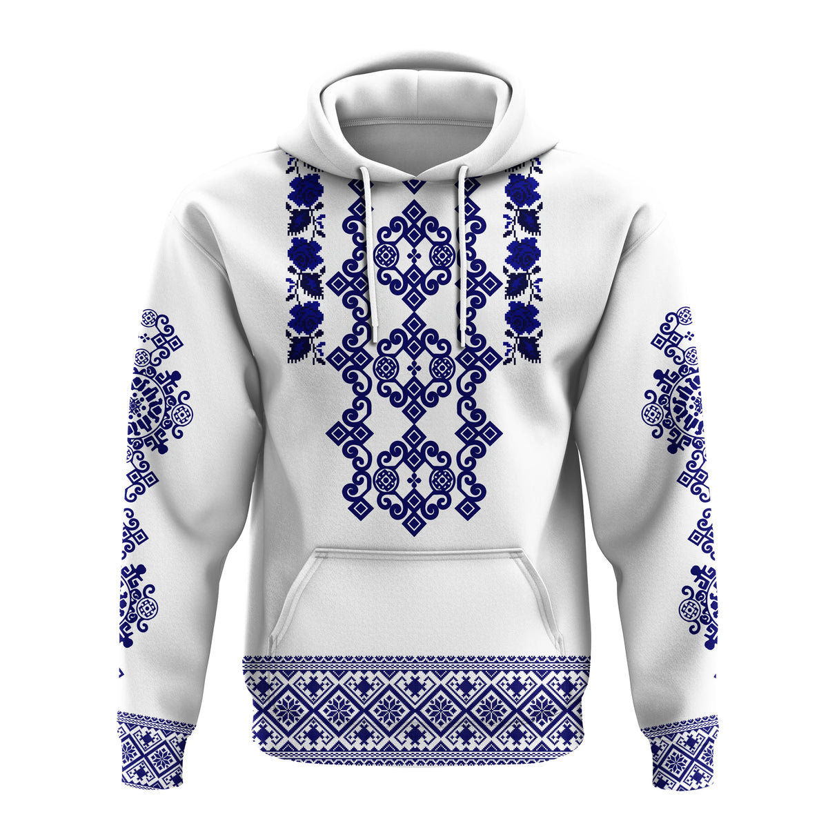 Custom Ukraine Hoodie Navy Ukrainian Folk - Wonder Print Shop