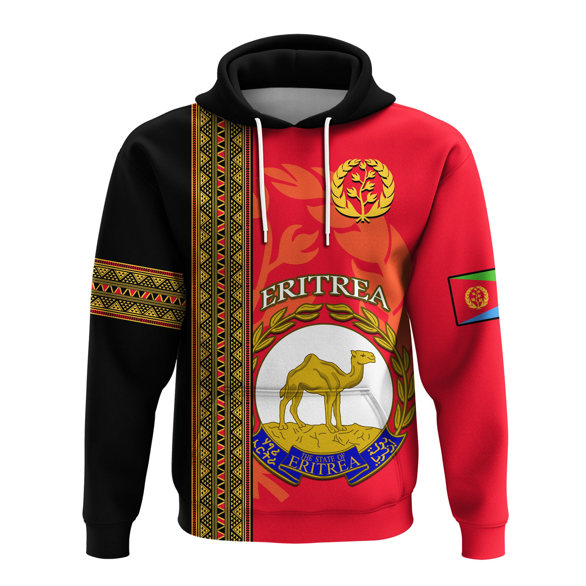 Custom Eritrea Hoodie African Pattern Happy Independence Day Version Black - Wonder Print Shop