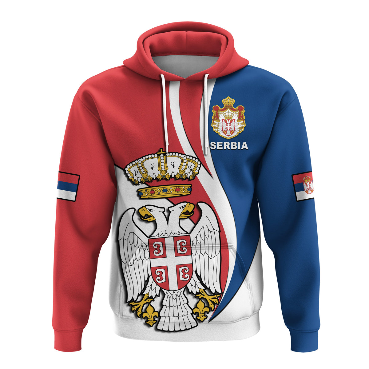 Custom Serbia Hoodie Happy Serbian Statehood Day With Coat Of Arms - Wonder Print Shop