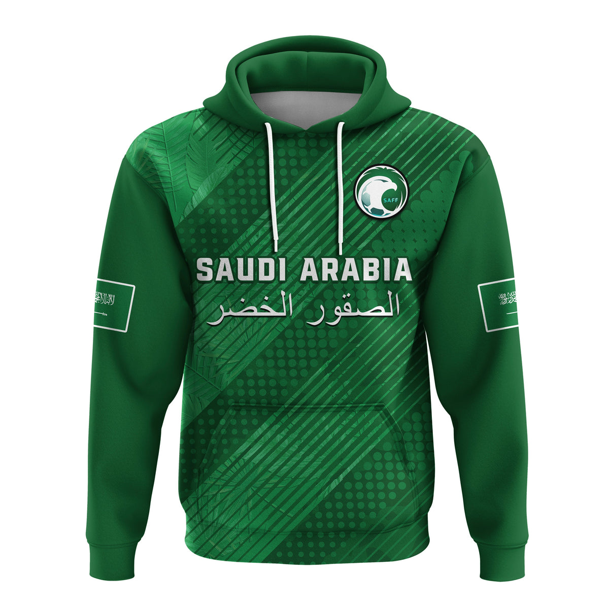 Custom Saudi Arabia Football Hoodie Green Falcons Football 2022 - Wonder Print Shop