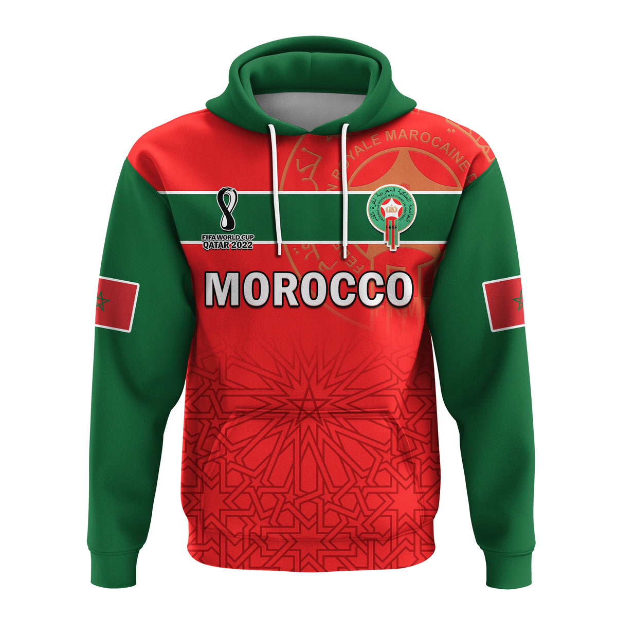 Morocco Football Hoodie Atlas Lions Red World Cup 2022 - Wonder Print Shop