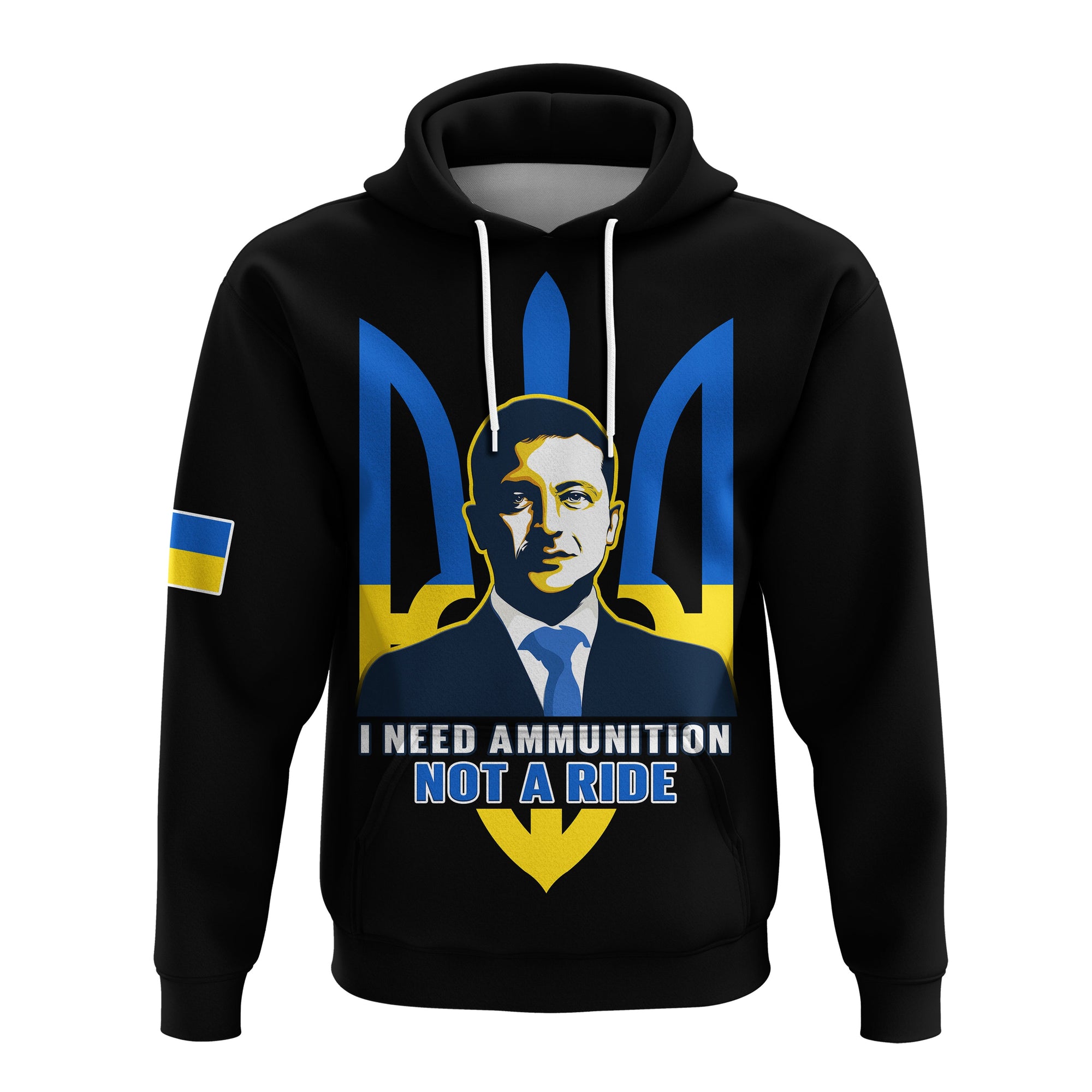 Ukraine Hoodie Ukraine Gold Trident Slava Ukraini Black - Wonder Print Shop