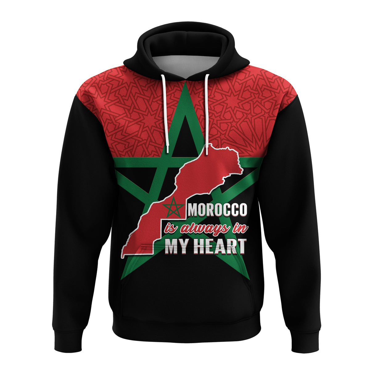 Morocco Western Sahara Hoodie Map Black Moroccan Is Always In My Heart - Wonder Print Shop