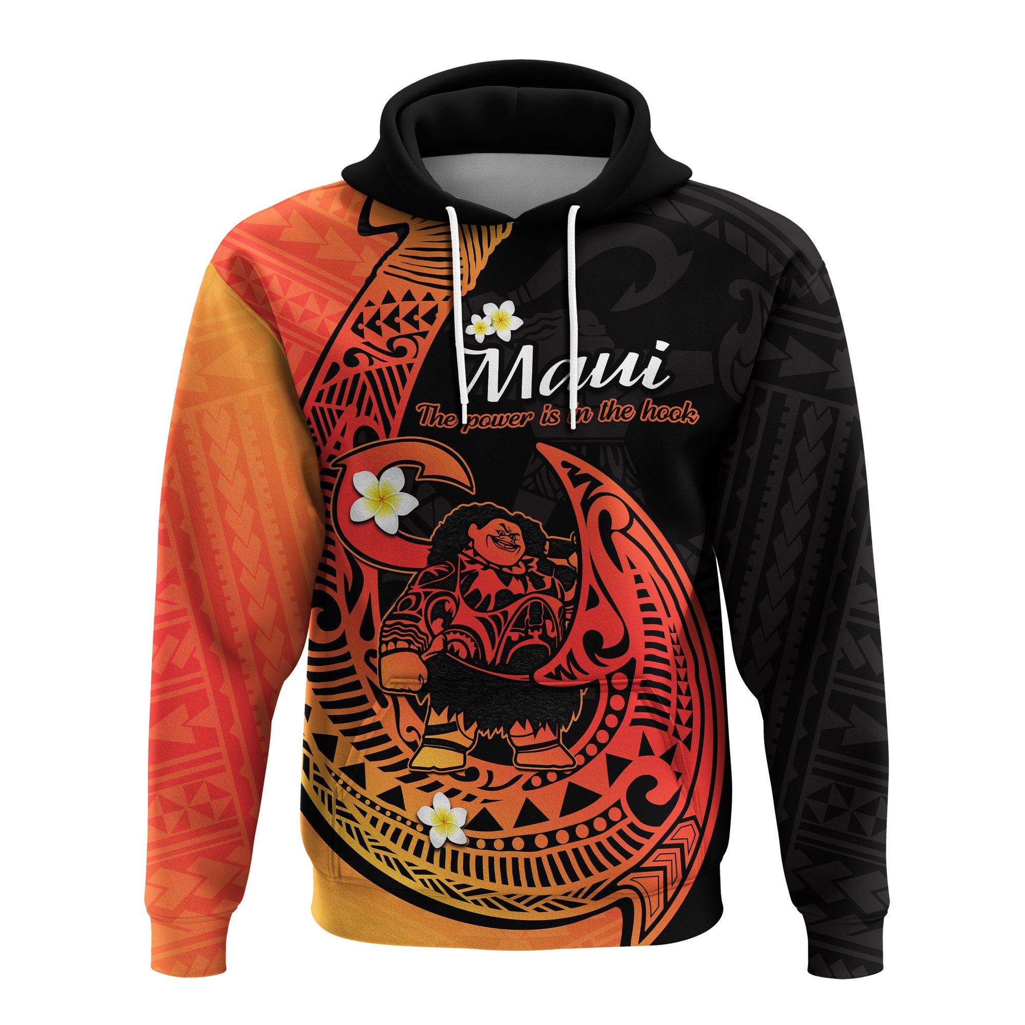 Custom Mauis Fish Hook Hoodie Polynesian Orange Gradient Version - Wonder Print Shop