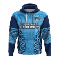 Custom Fiji University Hoodie National Fijian Tapa Pattern Blue - Wonder Print Shop